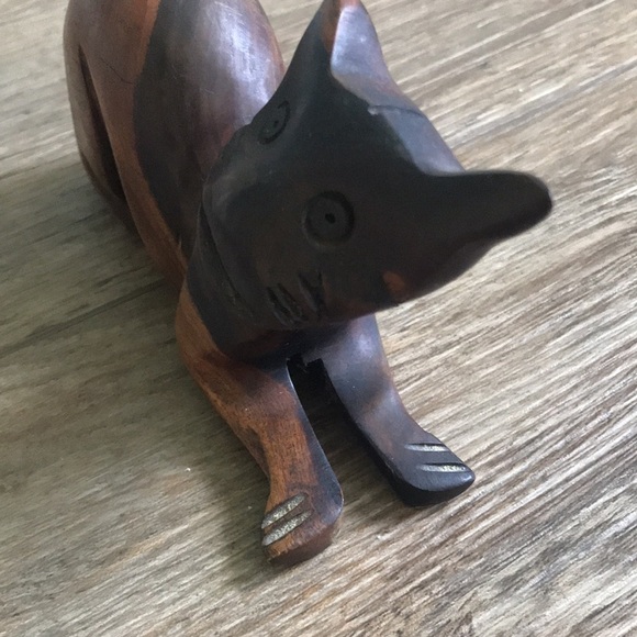 VTG Mid century modern hand carved wooden cat sculpture. Retro MCM - Picture 2 of 10